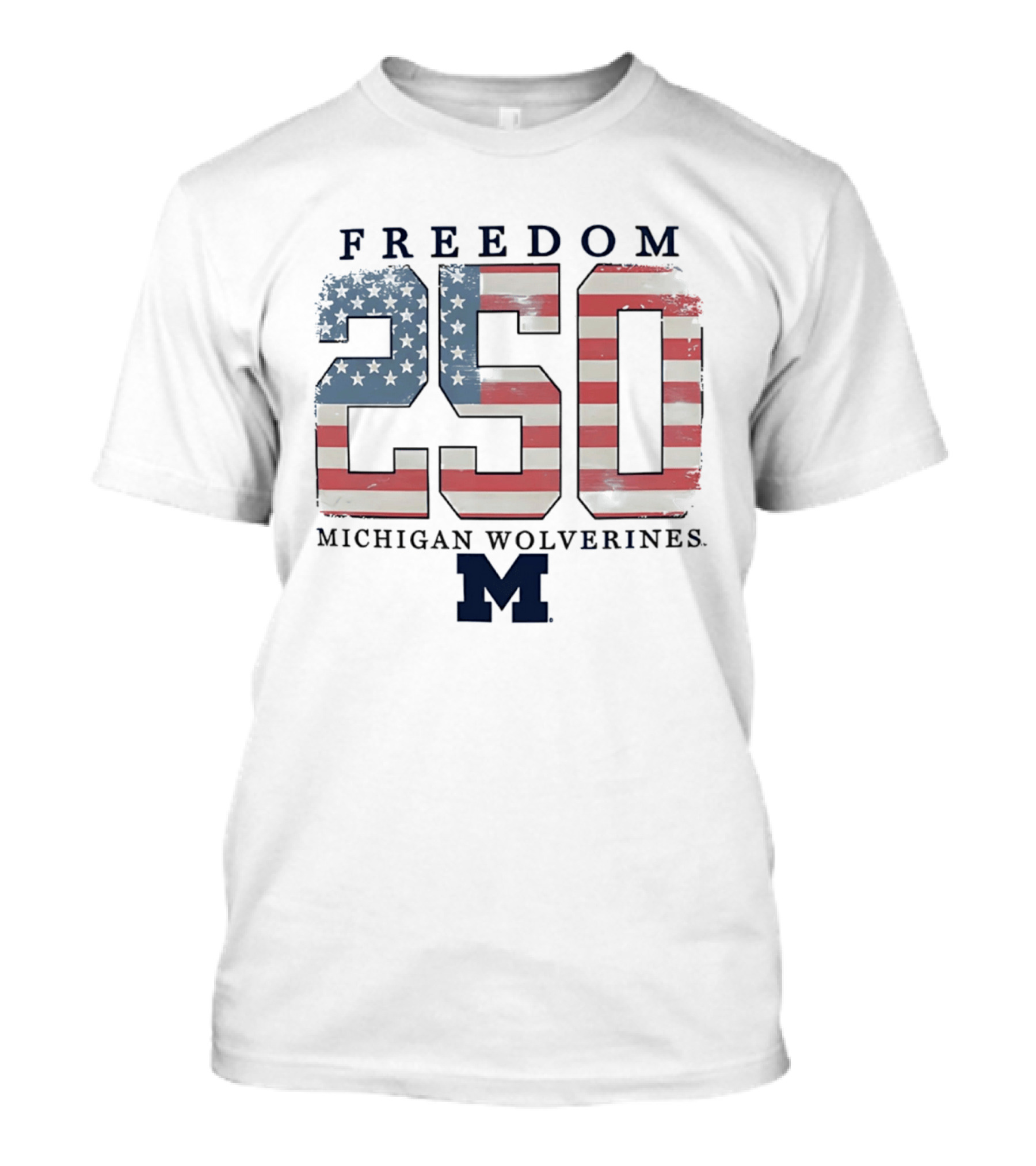 Michigan Wolverines Freedom 250 American Flag T-Shirt