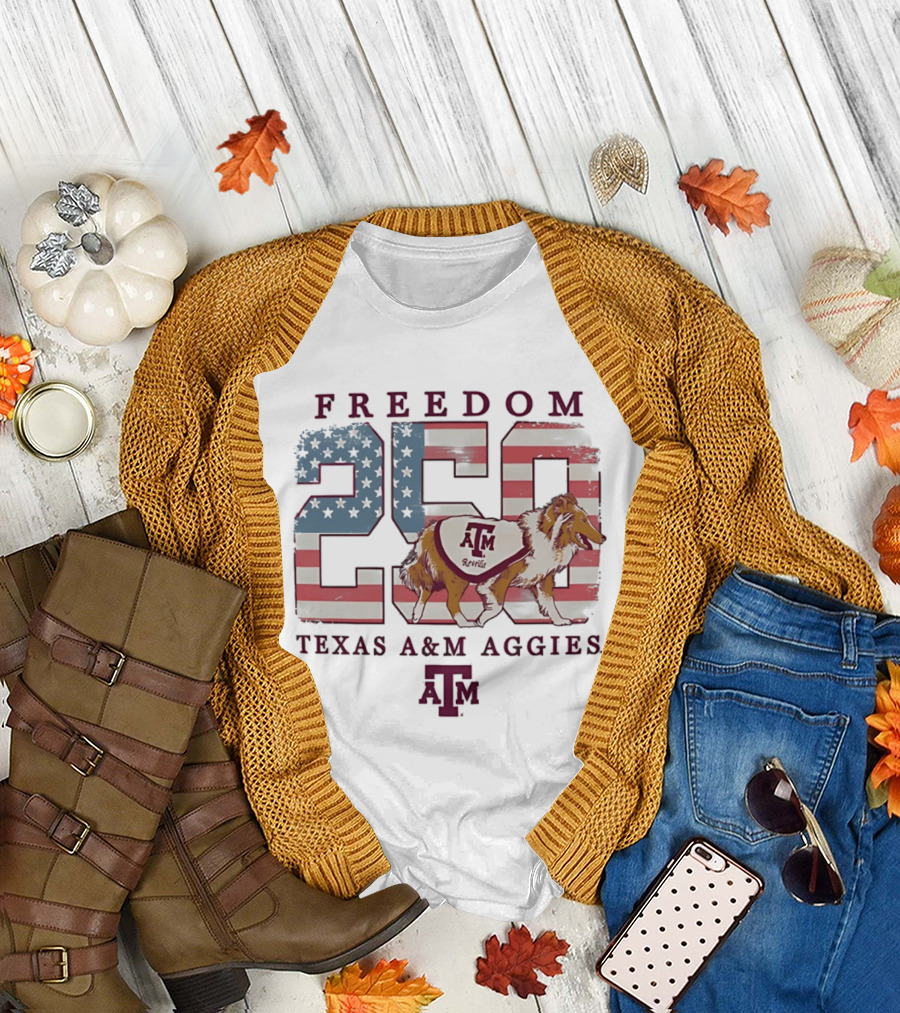 Texas A&M Aggies Freedom Reveille 250th Celebration T-Shirt