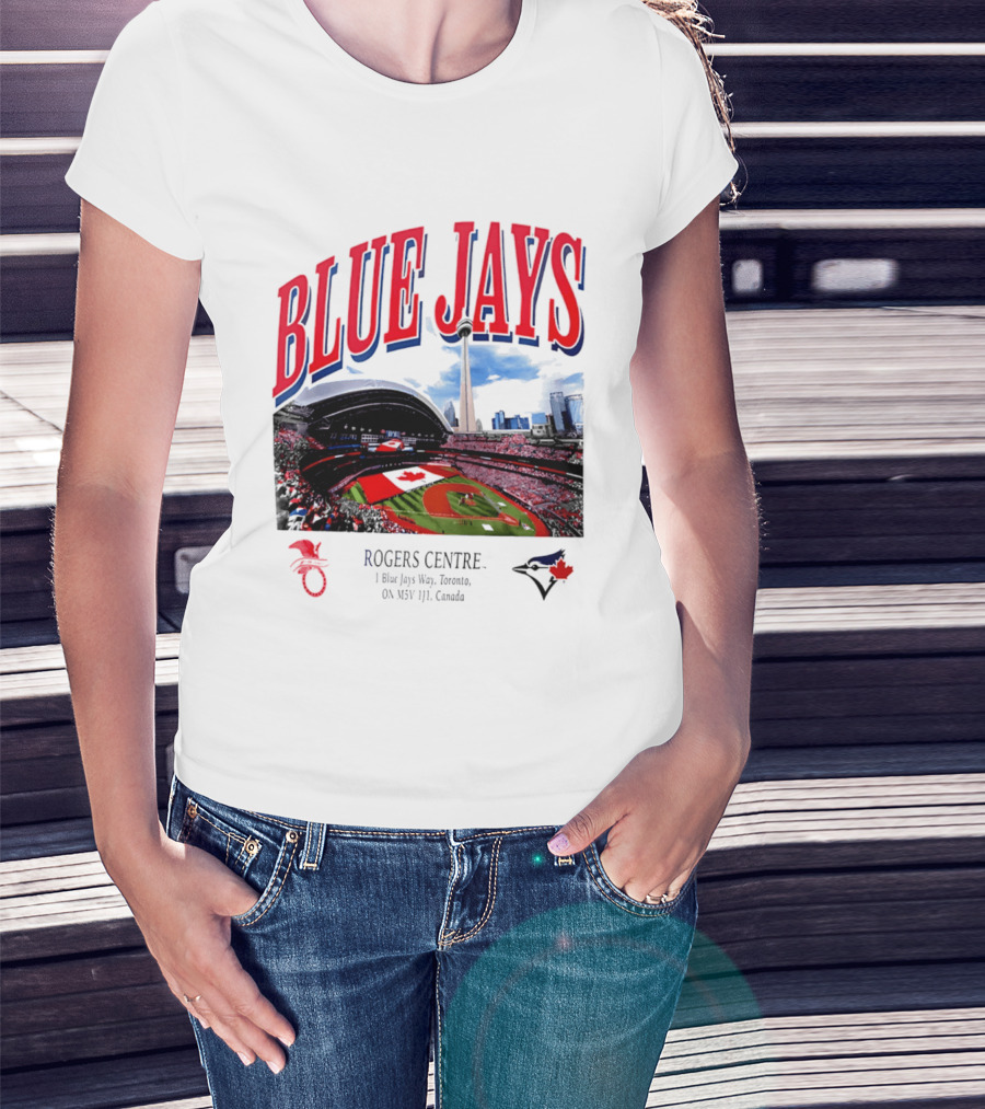 Blue Jays Rogers Centre Toronto Skyline CN Tower Baseball Stadium Canada T-Shirt