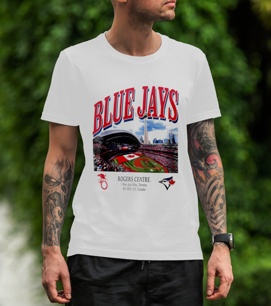 Blue Jays Rogers Centre Toronto Skyline CN Tower Baseball Stadium Canada T-Shirt