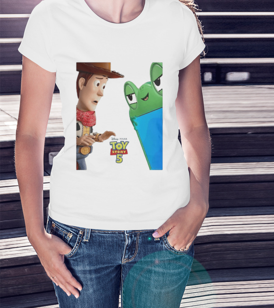 Toy Story 5 Woody And Animated Frog Encounter T-Shirt