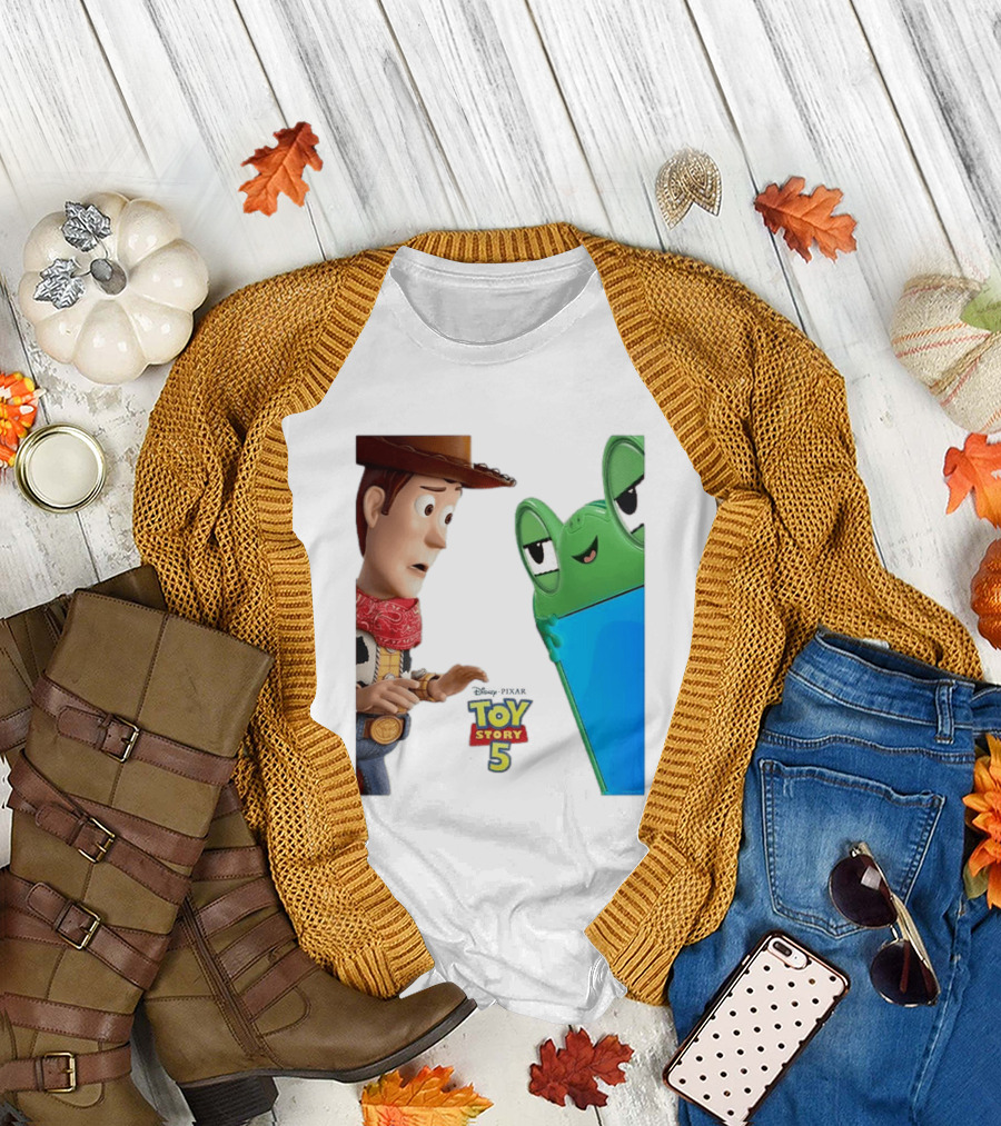 Toy Story 5 Woody and Animated Frog Encounter T-Shirt