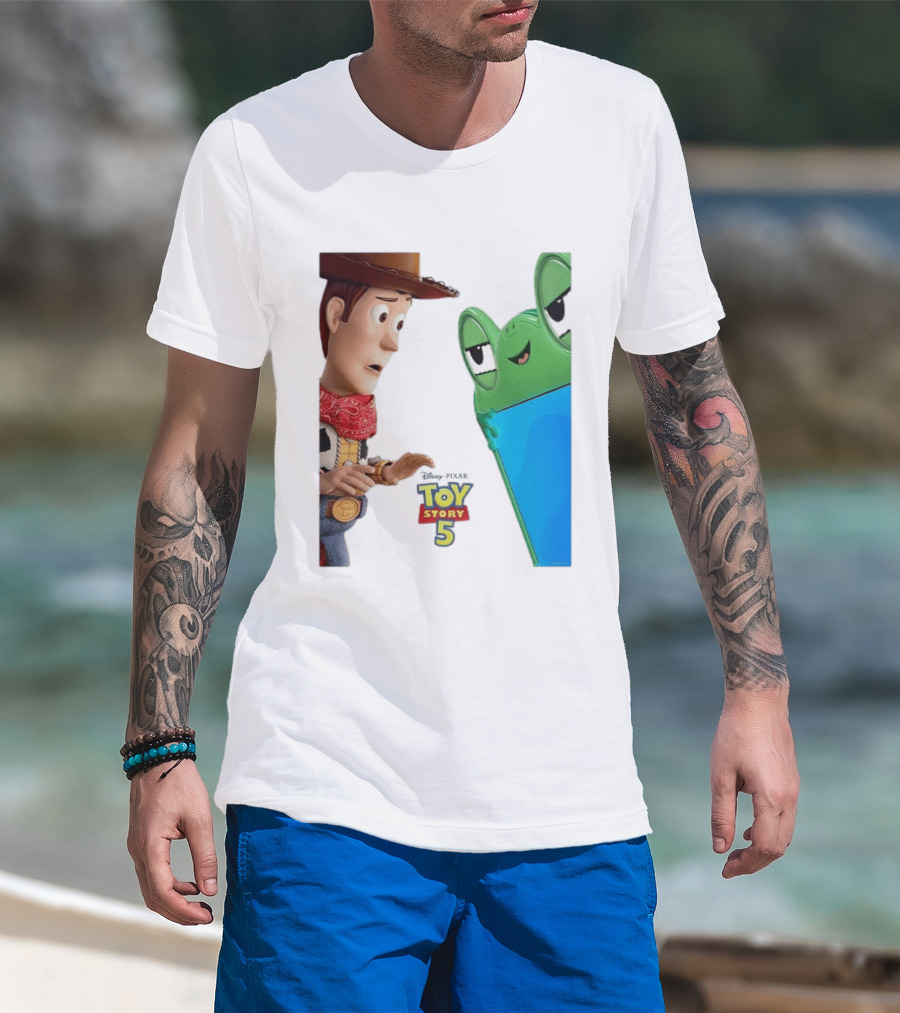 Toy Story 5 Woody And Animated Frog Encounter T-Shirt
