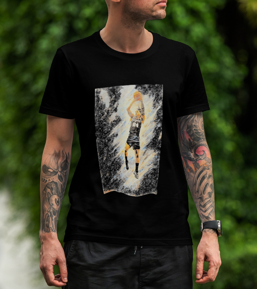 Devin Vassell 24 San Antonio Spurs Basketball Player In Iconic Action Pose T-Shirt