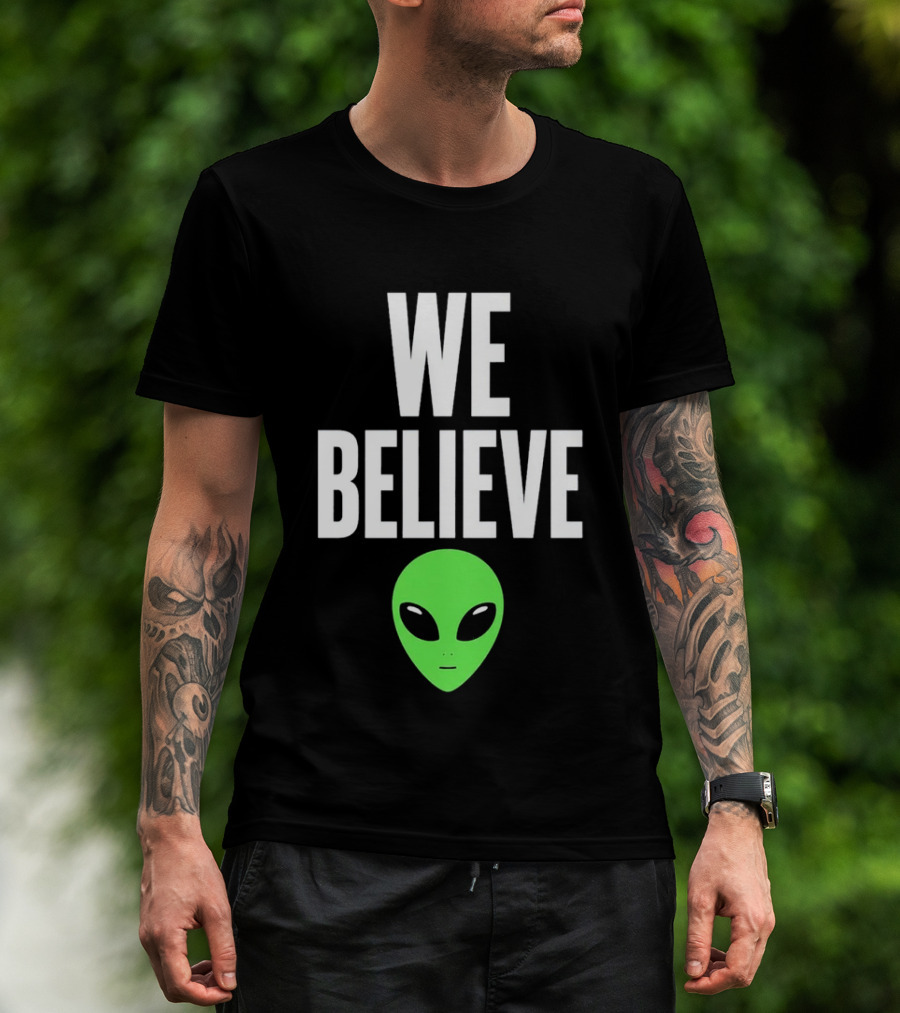 We Believe Alien Green Head Basketball Fans Go Spurs Go T-Shirt