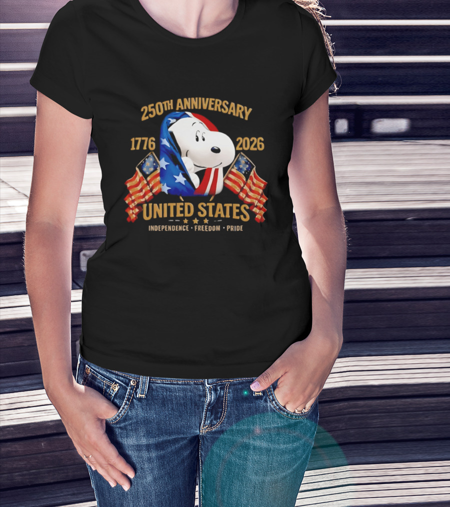 Snoopy 250th Anniversary United States 1776 2026 Independence Freedom Pride T-Shirt