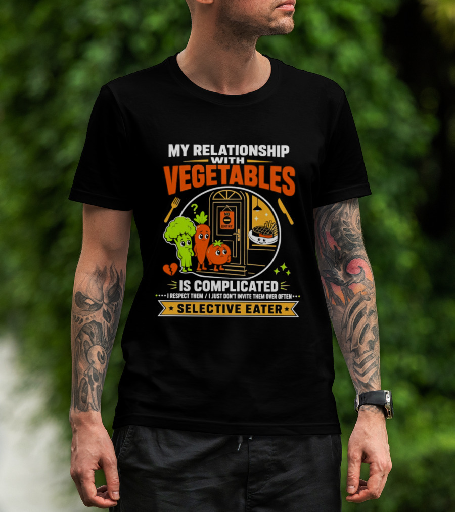 My Relationship With Vegetables Is Complicated Selective Eater Broccoli Carrot Humor T-Shirt