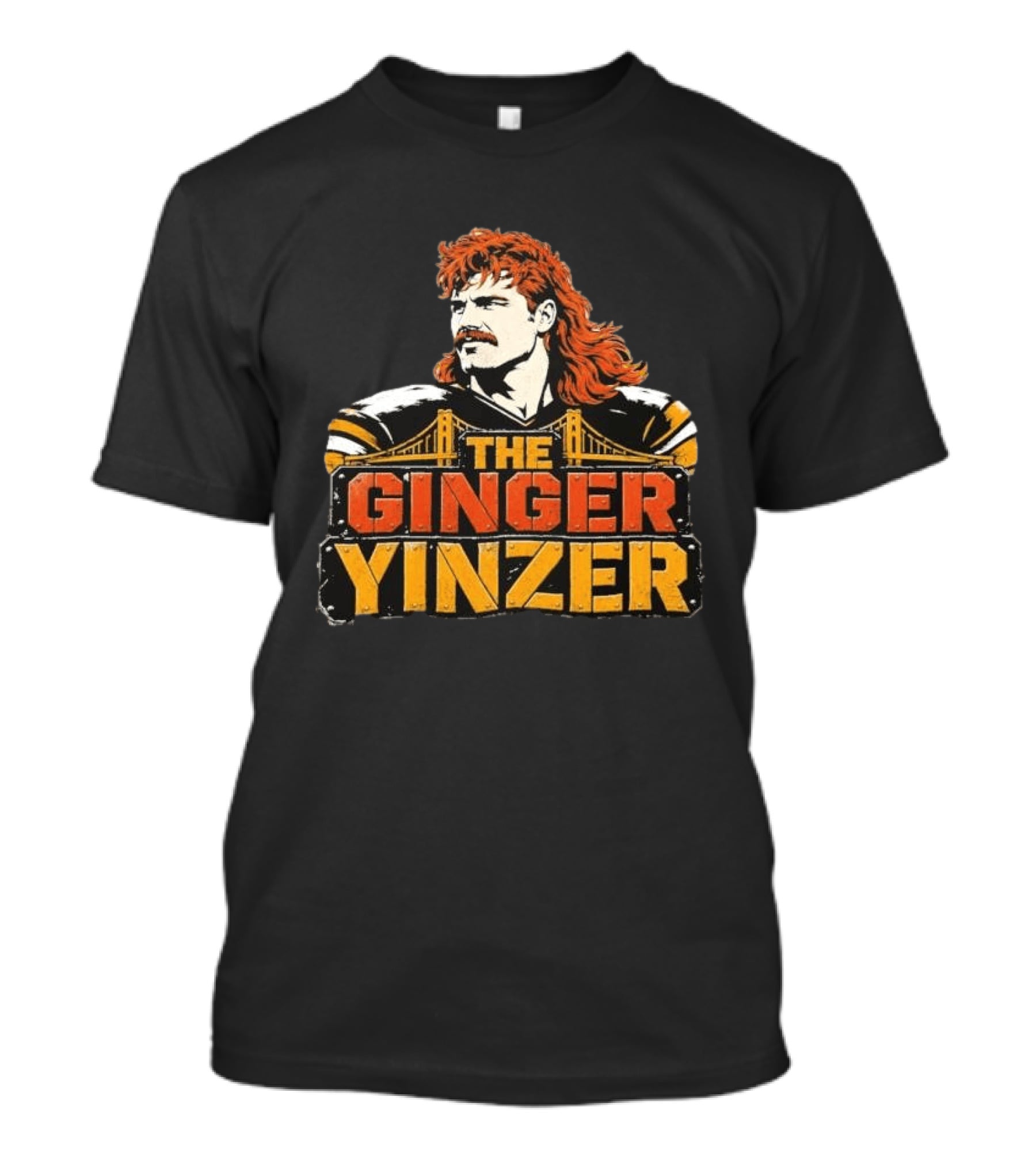 The Ginger Yinzer Pittsburgh Steel City Sports Icon With Red Hair And Mustache T-Shirt
