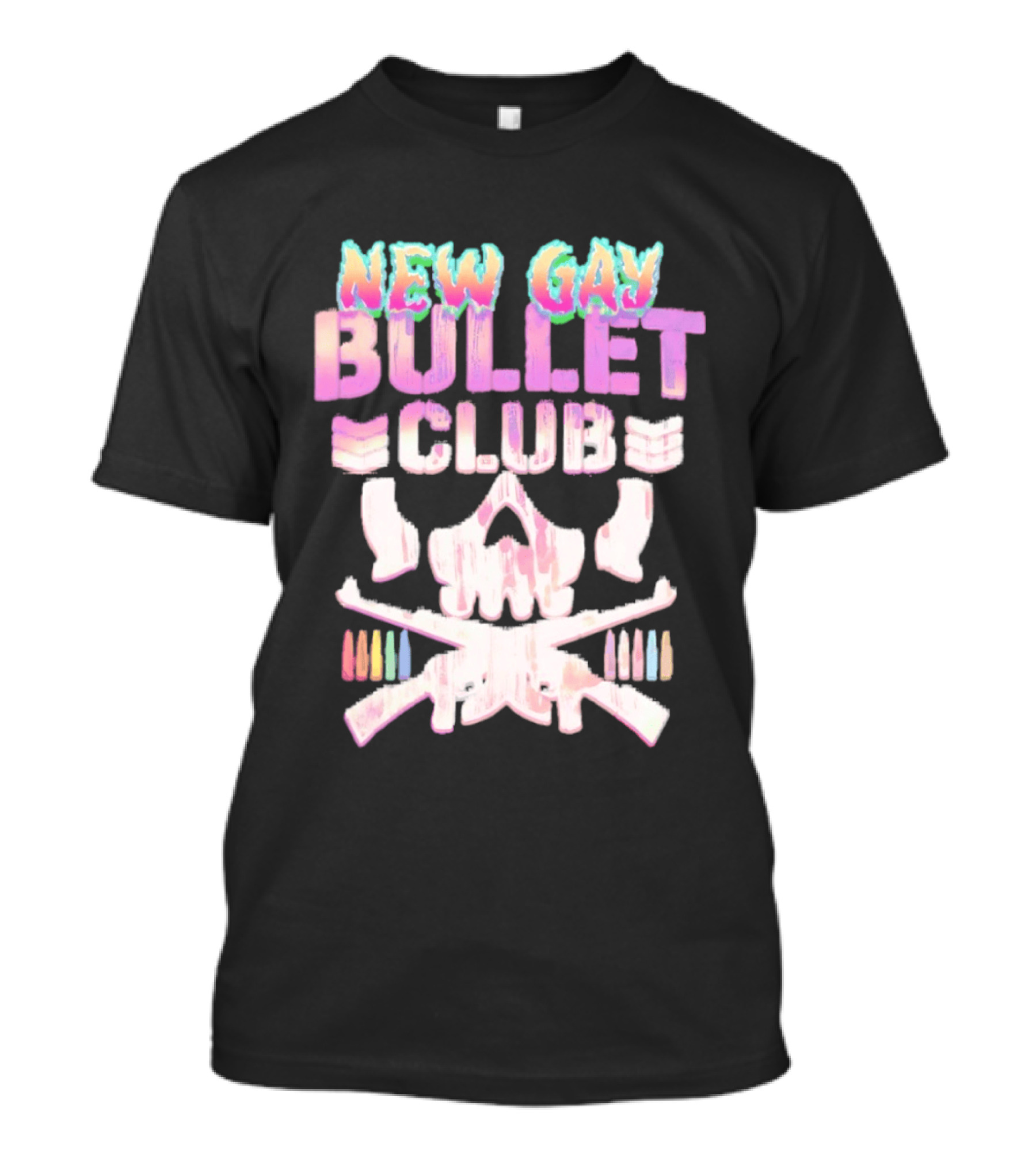 New Gay Bullet Club Skull Rainbow Pride T-Shirt