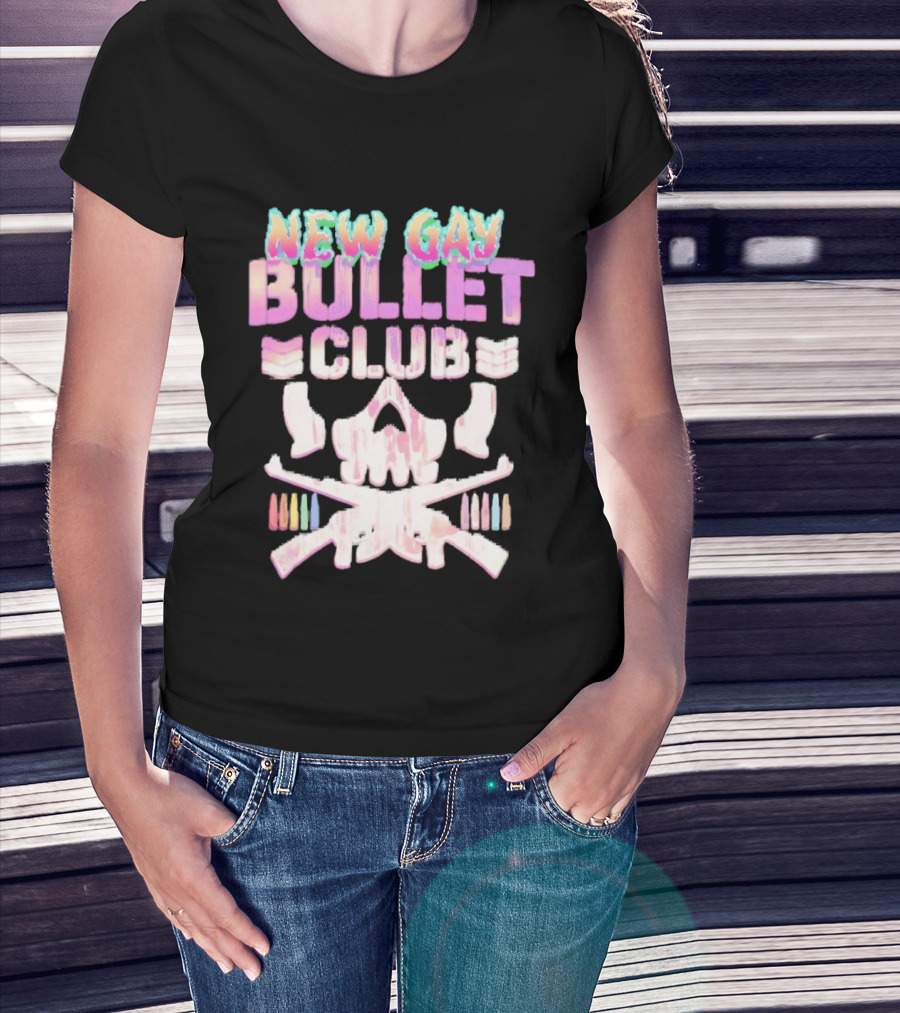New Gay Bullet Club Skull Rainbow Pride T-Shirt