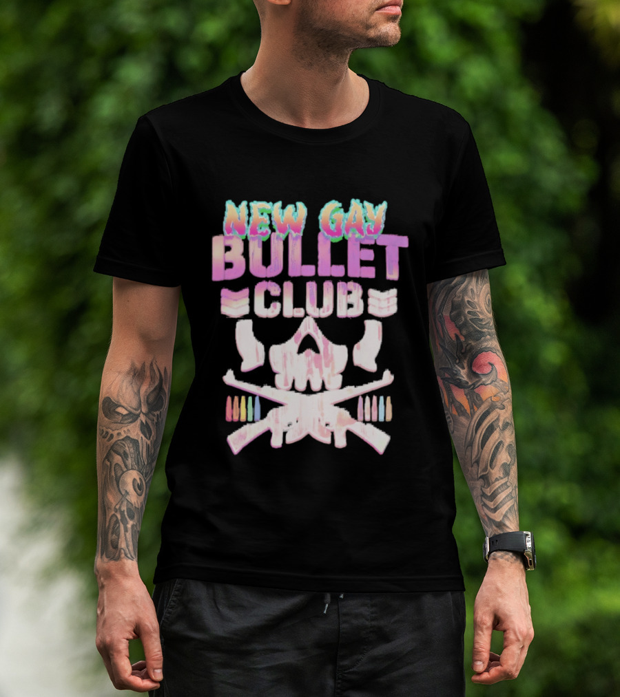 New Gay Bullet Club Skull Rainbow Pride T-Shirt