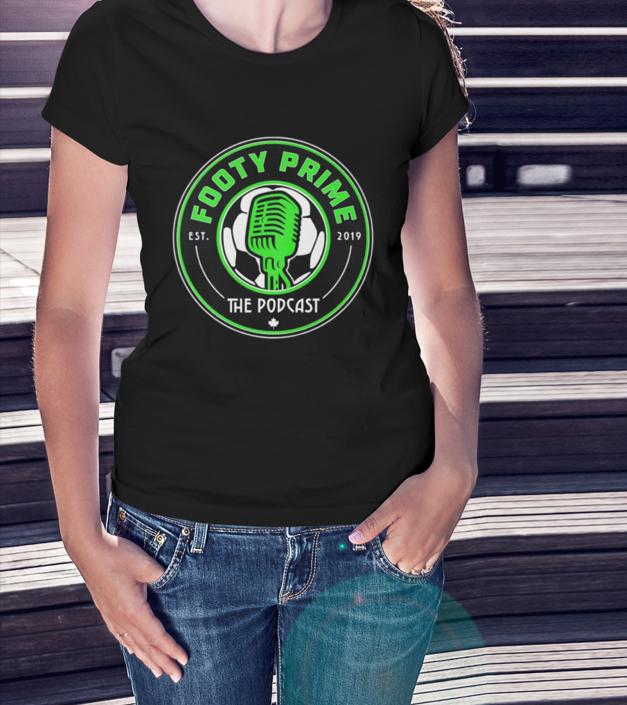 Footy Prime Podcast Est 2019 Soccer Microphone T-Shirt
