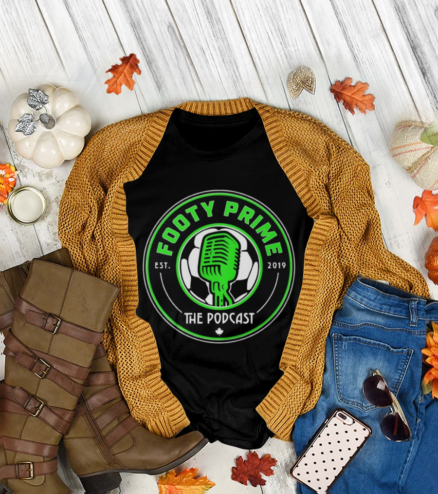 Footy Prime Podcast Est 2019 Soccer Microphone T-Shirt