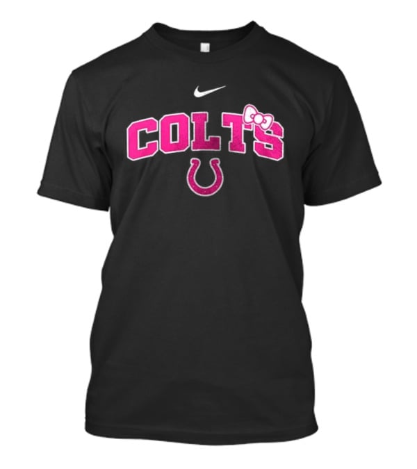 Indianapolis Colts Hello Kitty Pink Bow Breast Cancer Awareness Nike Collaboration T-Shirt
