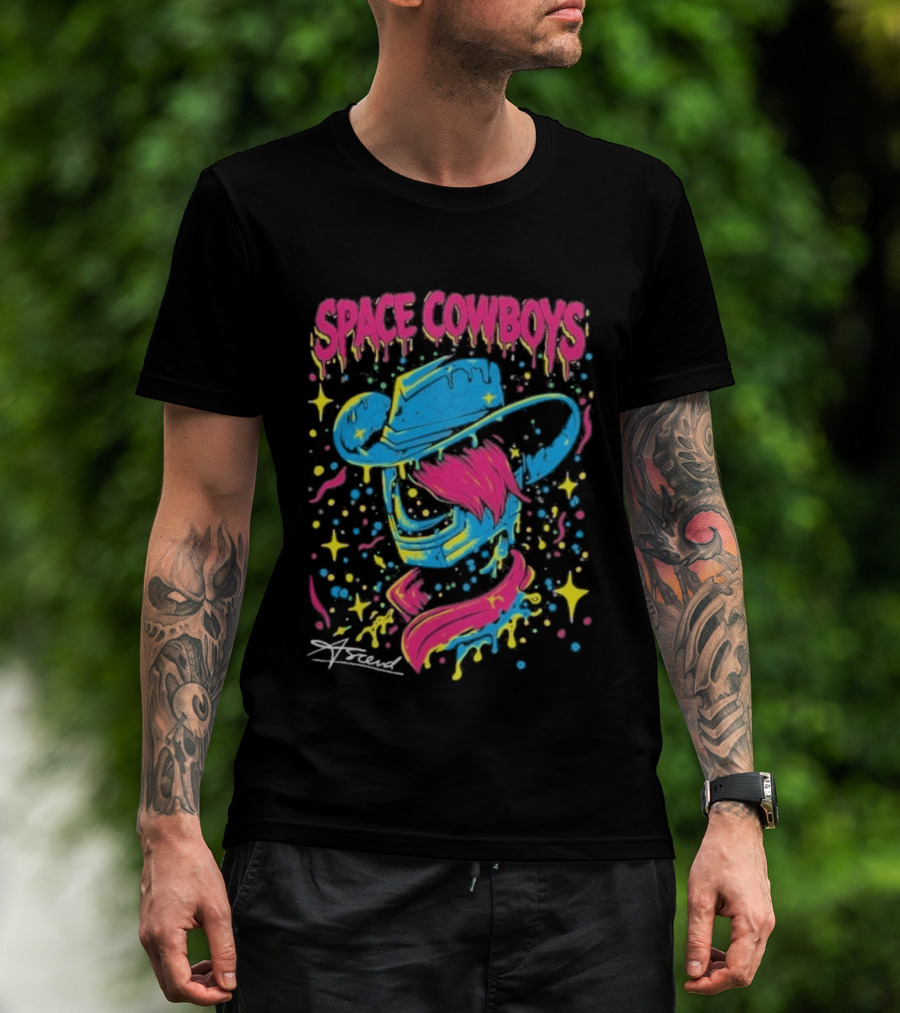 Space Cowboys Neon Drip Art By Sugar Land T-Shirt