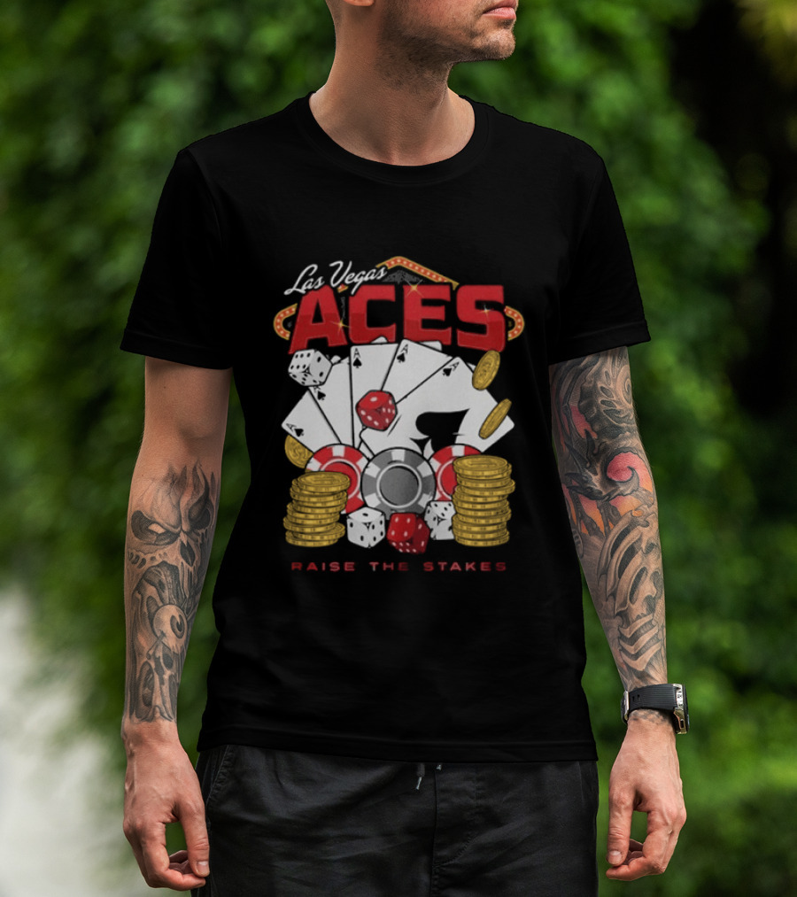 Las Vegas Aces Raise The Stakes Five Of A Kind Poker T-Shirt