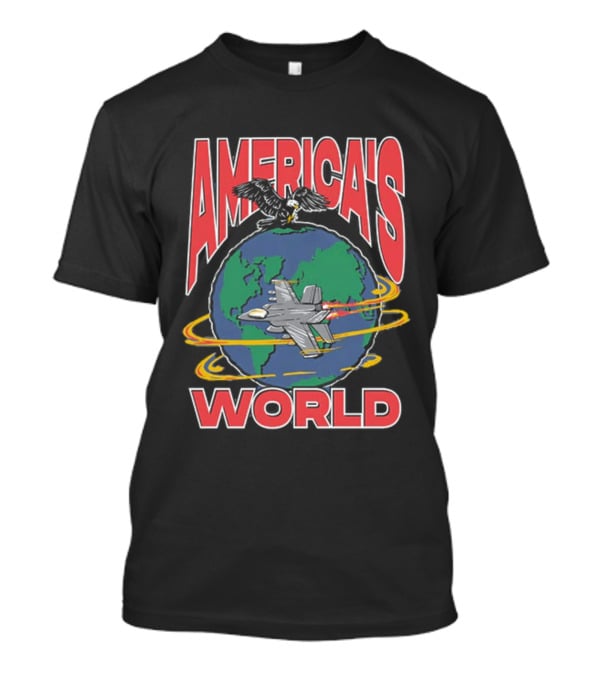 America's World Jet And Eagle Over Globe T-Shirt