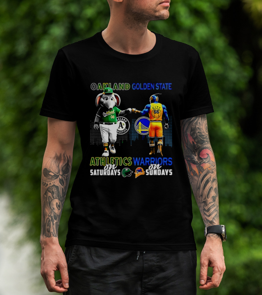 Oakland Athletics Saturdays Fist Bump Golden State Warriors Sundays 2026 T-Shirt