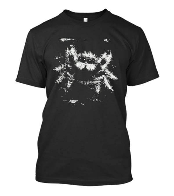 Jumping Spider Sketch White On Black T-Shirt