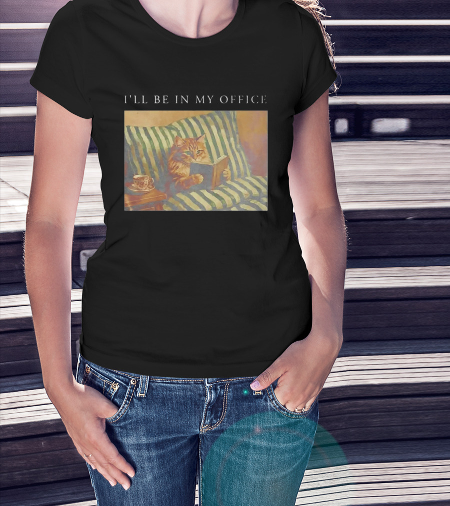 Cat I'll Be In My Office Reading With Coffee T-Shirt
