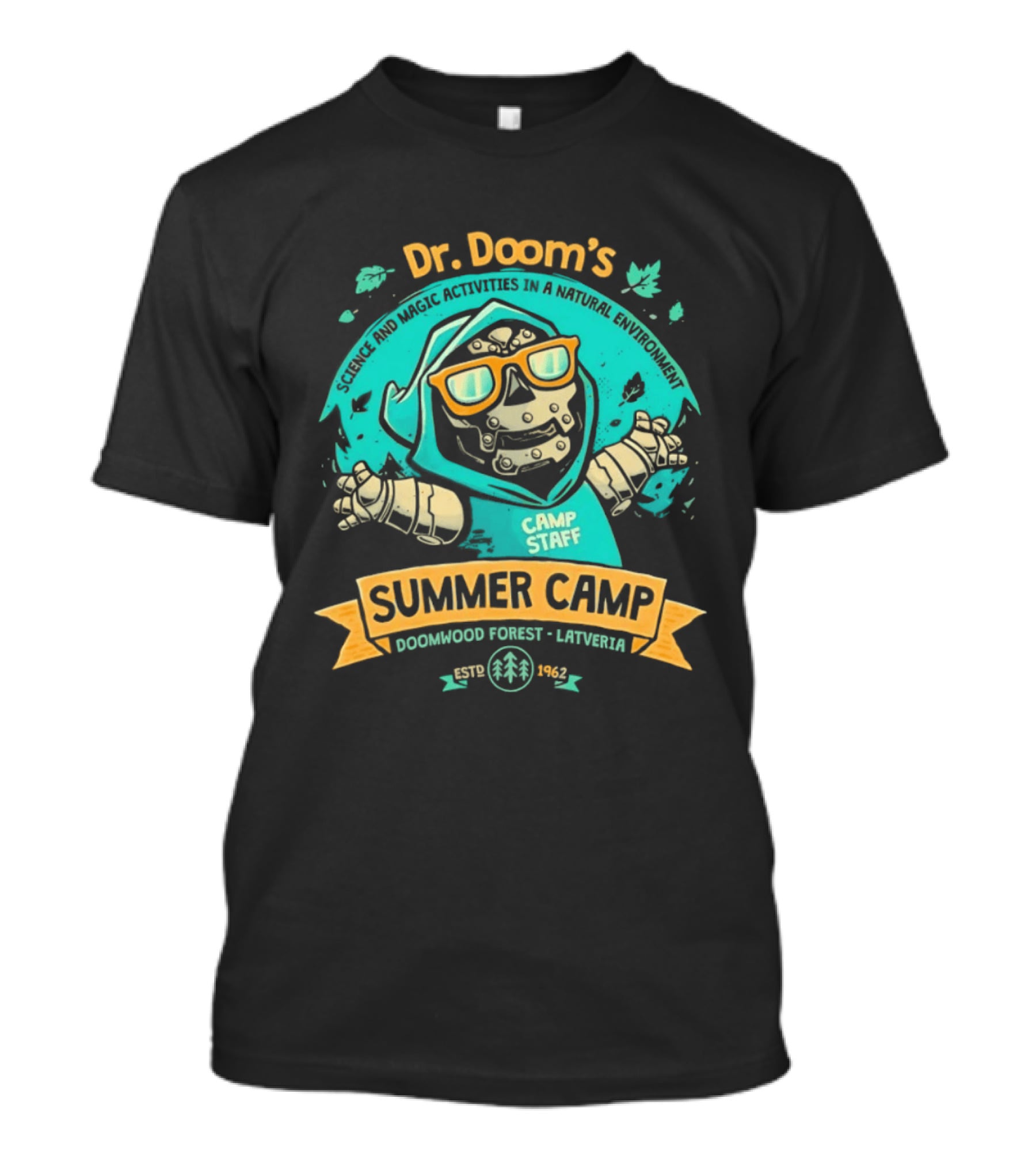 Dr. Doom's Summer Camp Doomwood Forest Latveria Camp Staff Marvel Adventures T-Shirt