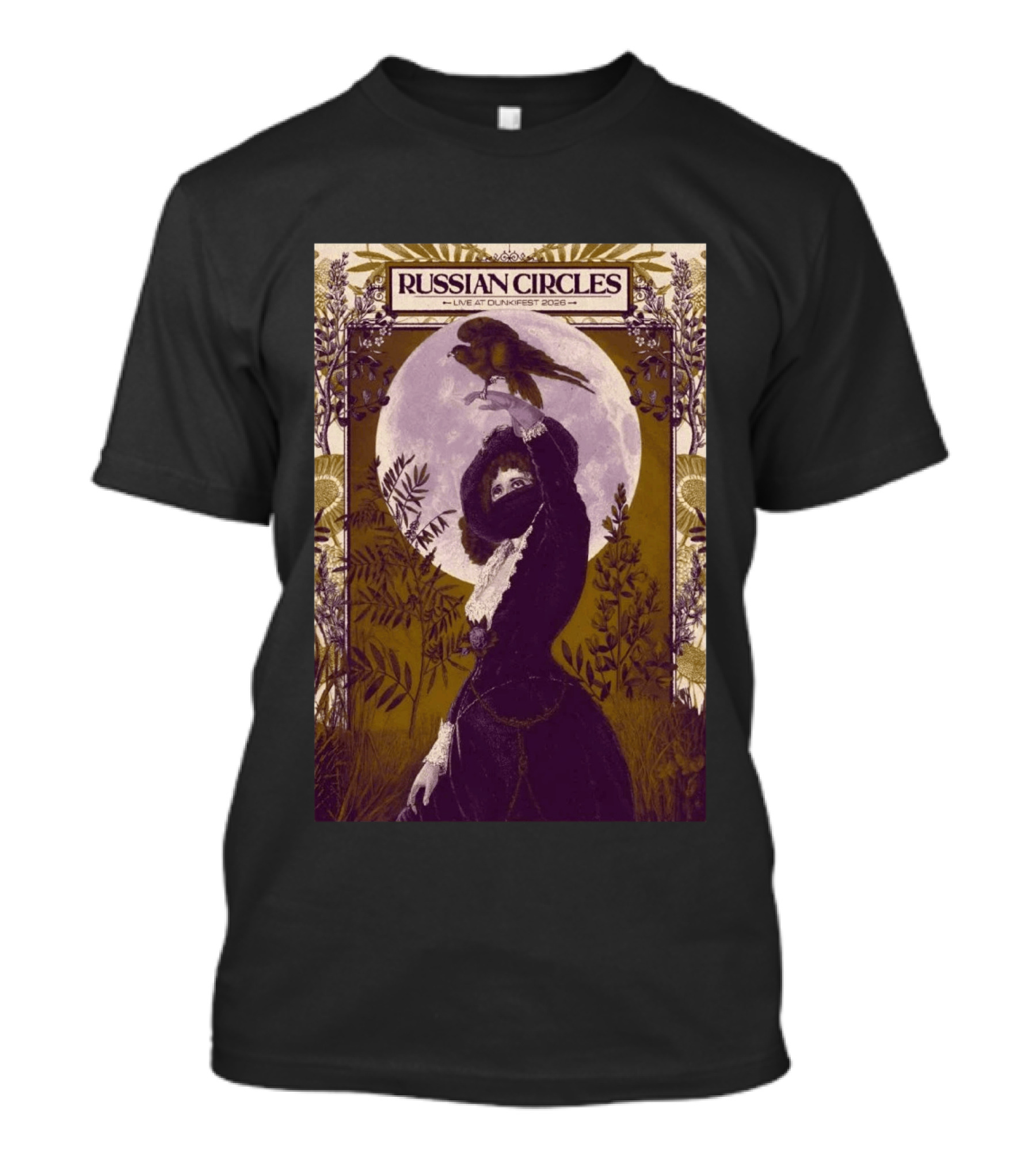 Russian Circles Live At Dunk!Fest 2026 Zottegem Belgium Moonlit Woman And Bird T-Shirt