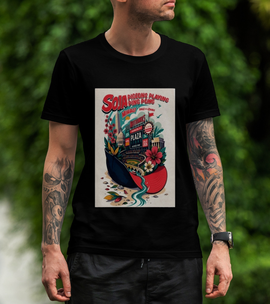 SOJA Pigeons Playing Ping Pong Nationals Park Plaza Stage Washington DC August 1 2026 T-Shirt