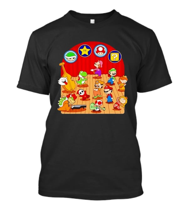 Super Mario Bros Peanuts Characters Dancing Plumber Game Mashup T-Shirt