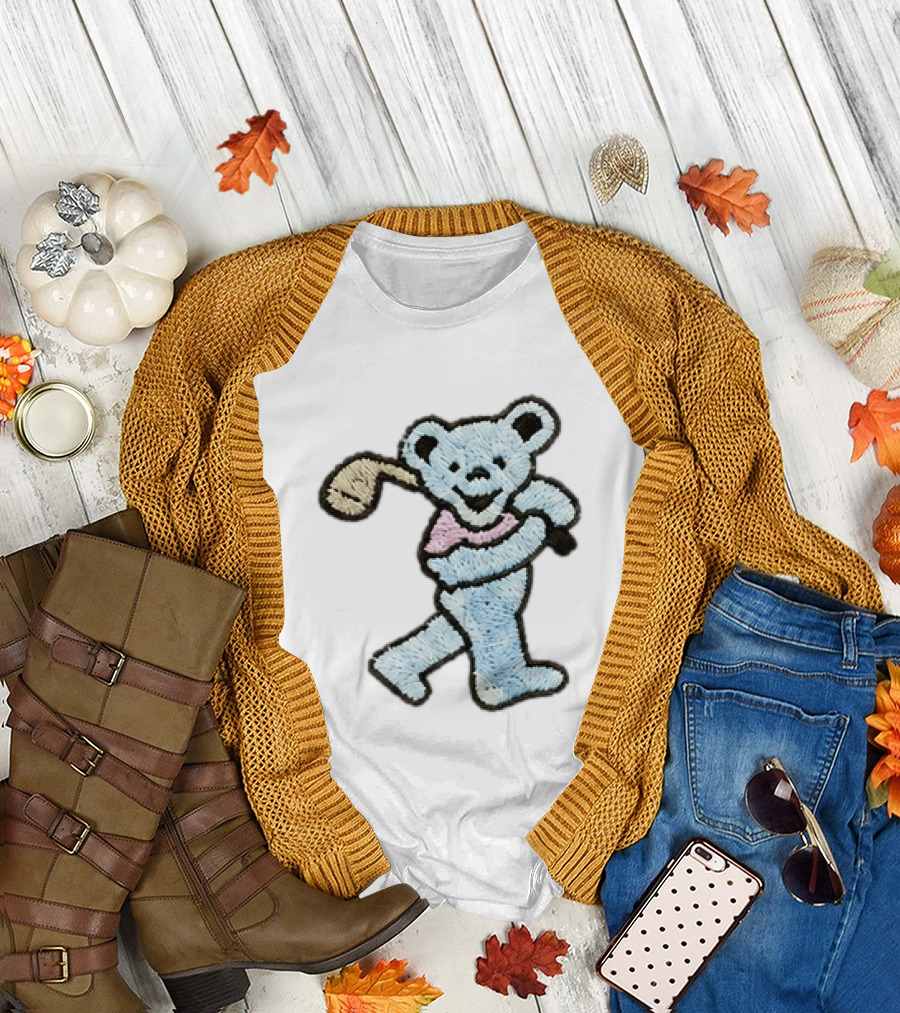 2026 Grateful Dead Bear Golf Embroidered Patch T-Shirt