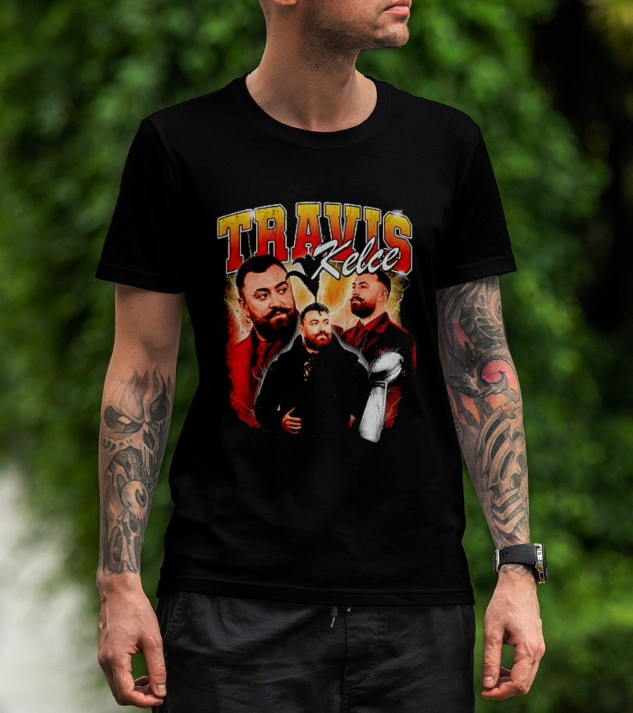 Travis Kelce Football 2026 With Trophy And Bold Portraits T-Shirt