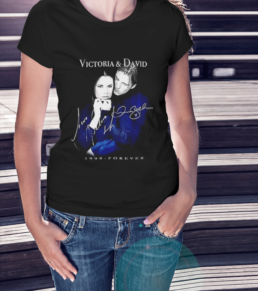 Victoria And David Beckham 1999 Forever Signatures T-Shirt
