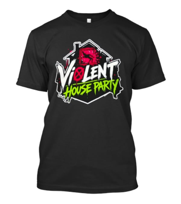 Violent House Party Neon Text And Hangman T-Shirt