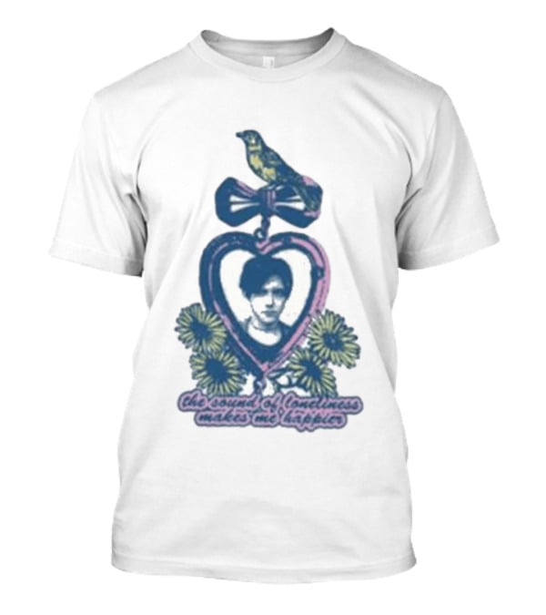 Bright Eyes Yellow Bird Heart Pendant Sound Of Loneliness Makes Me Happier T-Shirt