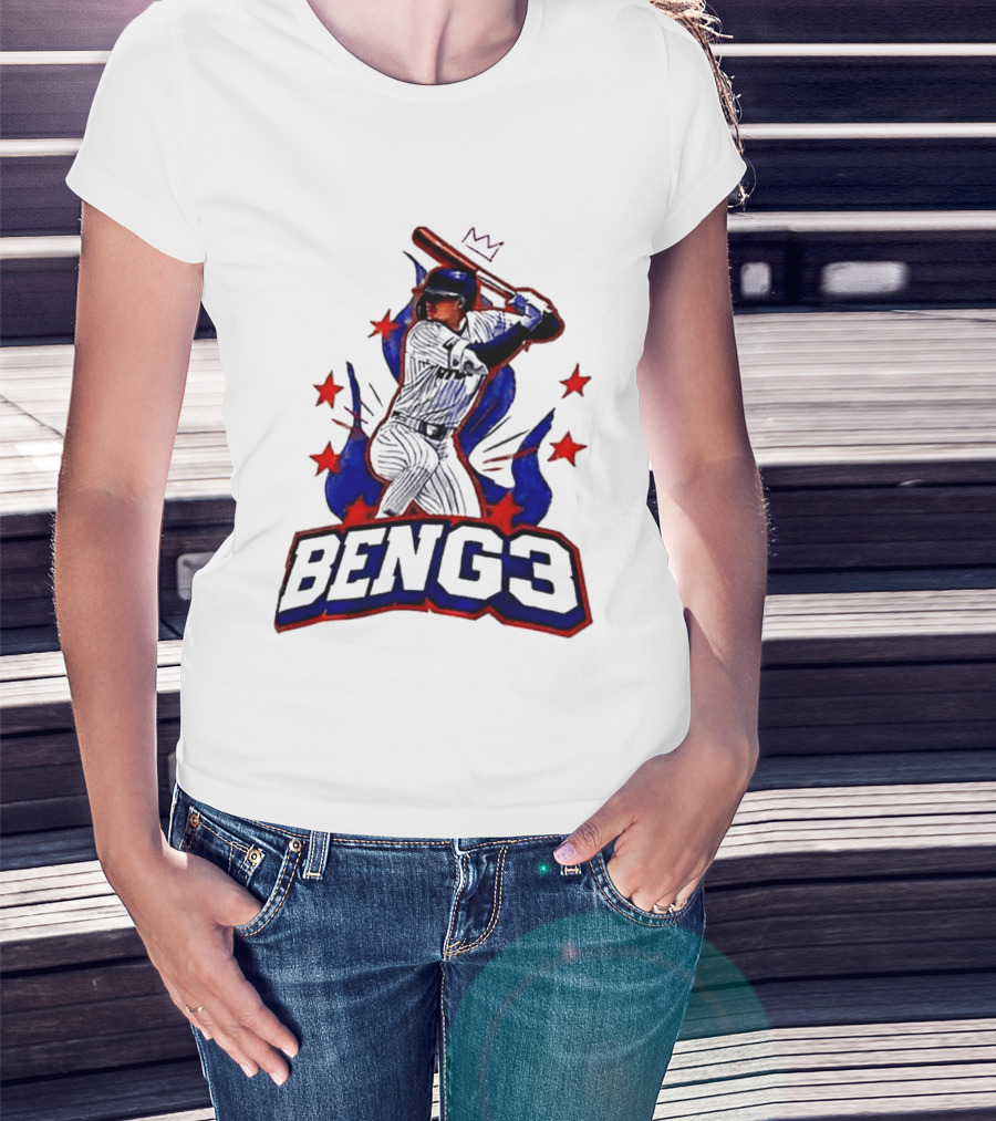 BENG3 Baseball Player Pinstripe Jersey Crown Stars T-Shirt