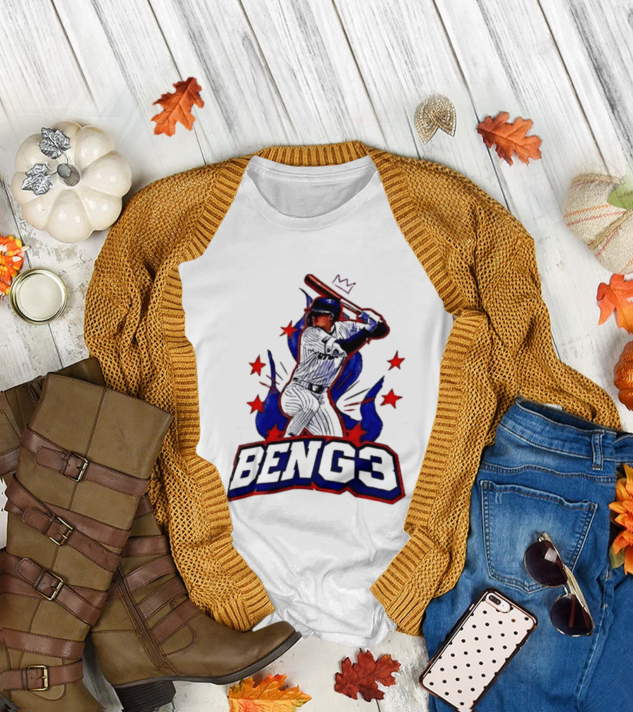 BENG3 Baseball Player Pinstripe Jersey Crown Stars T-Shirt
