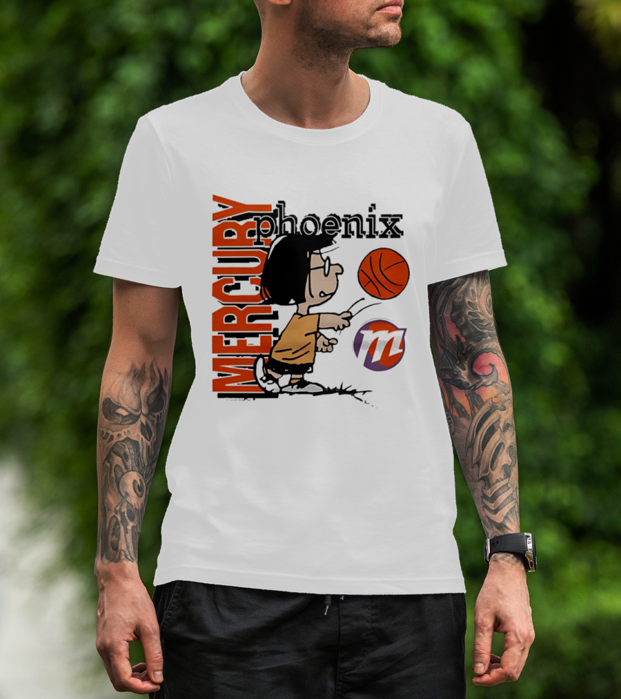 Phoenix Mercury WNBA Peanuts Marcie Basketball Collaboration T-Shirt