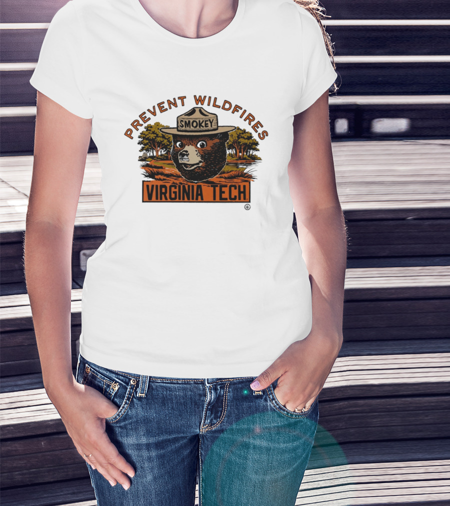 Smokey Bear Virginia Tech Prevent Wildfires Collaboration T-Shirt