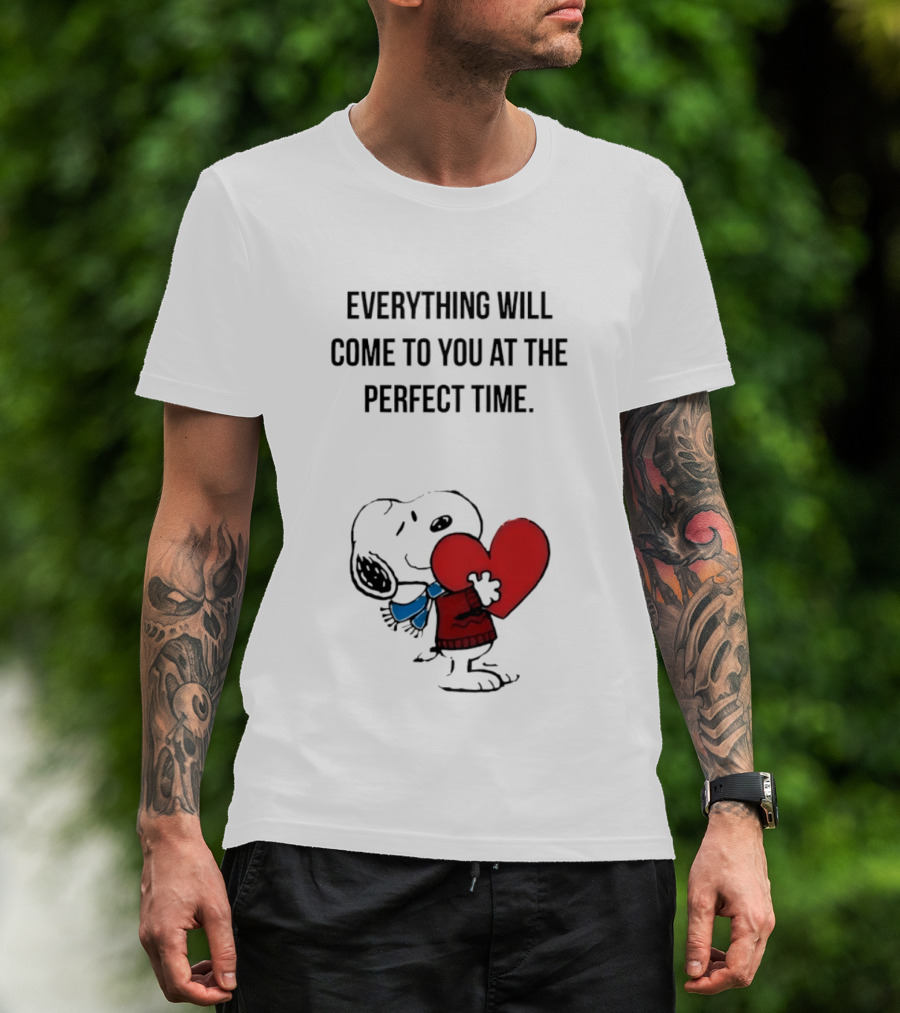 Snoopy Peanuts Everything Will Come To You At The Perfect Time Red Heart T-Shirt