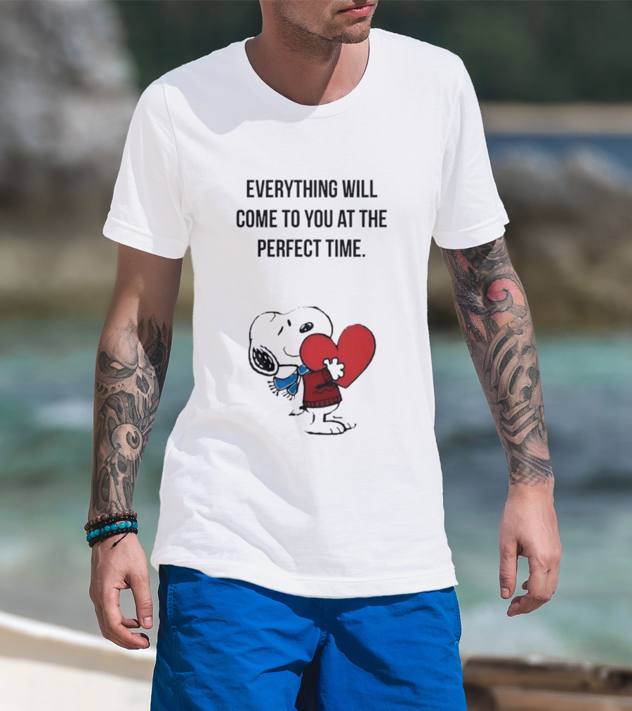 Snoopy Peanuts Everything Will Come To You At The Perfect Time Red Heart T-Shirt