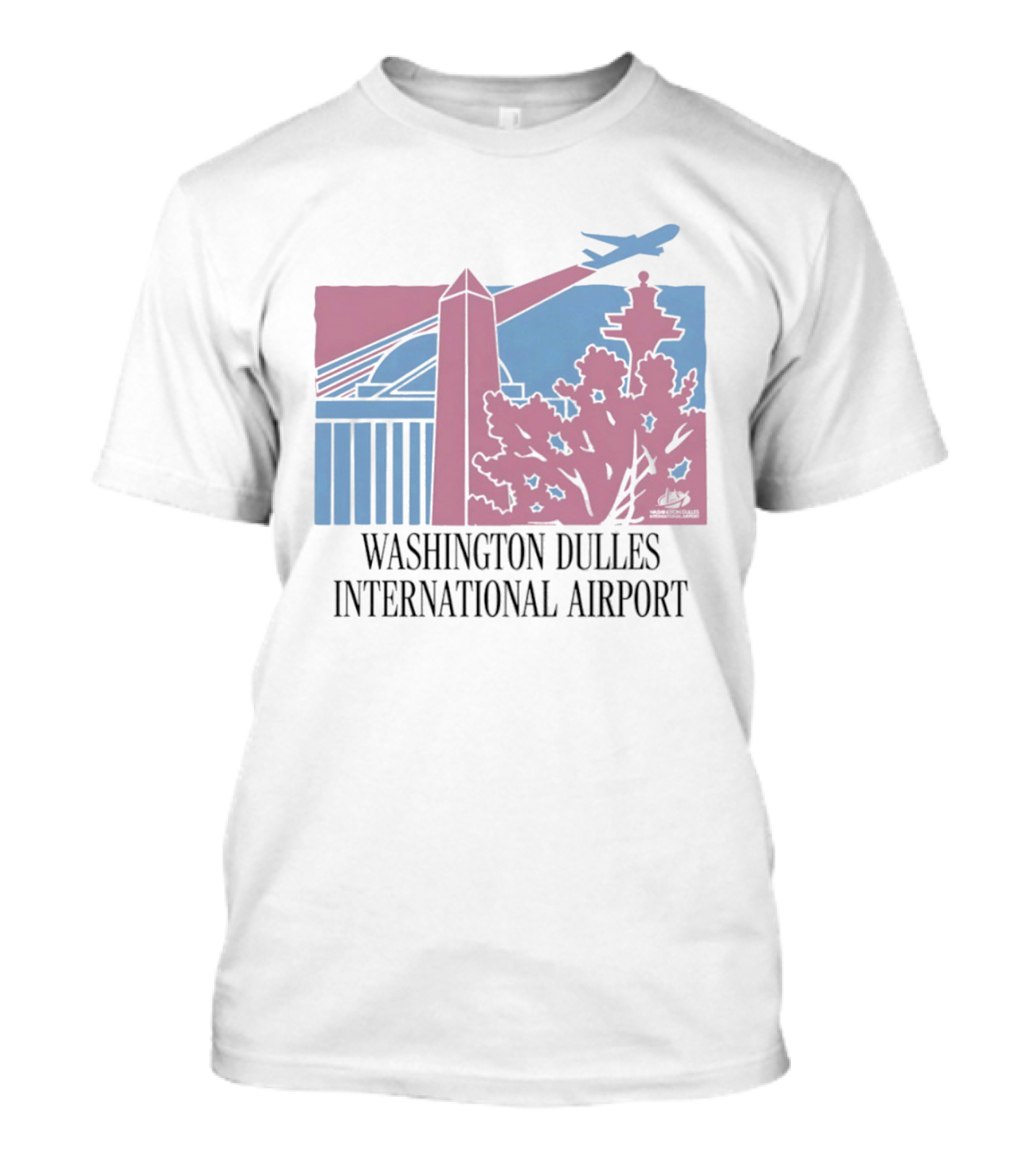 Washington Dulles International Airport Airplane And Monument Scene T-Shirt