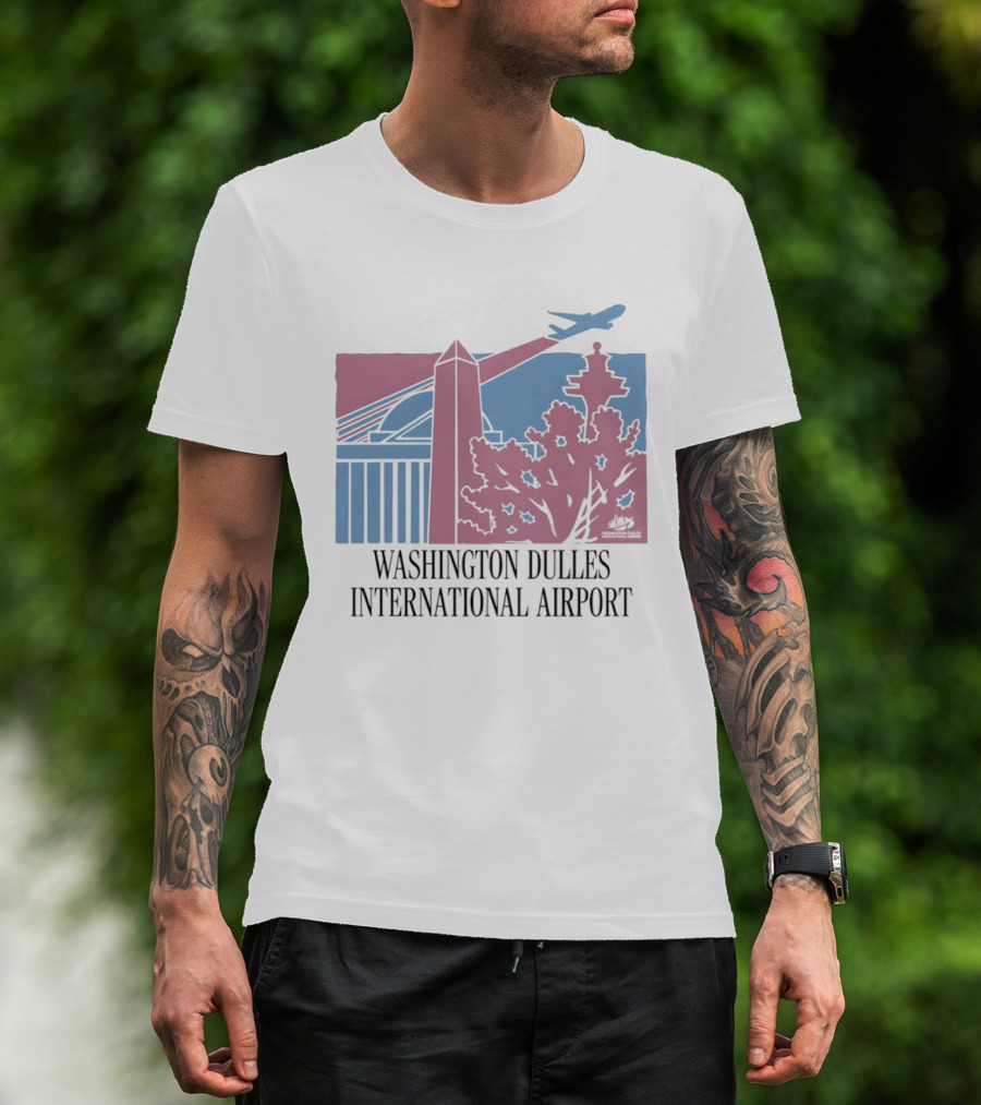 Washington Dulles International Airport Airplane And Monument Scene T-Shirt