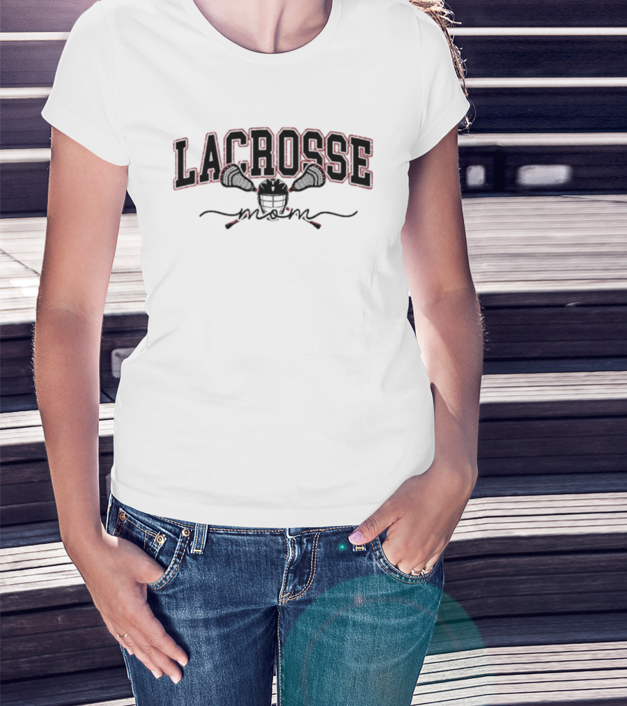 Lacrosse Mom Helmet And Crossed Sticks T-Shirt