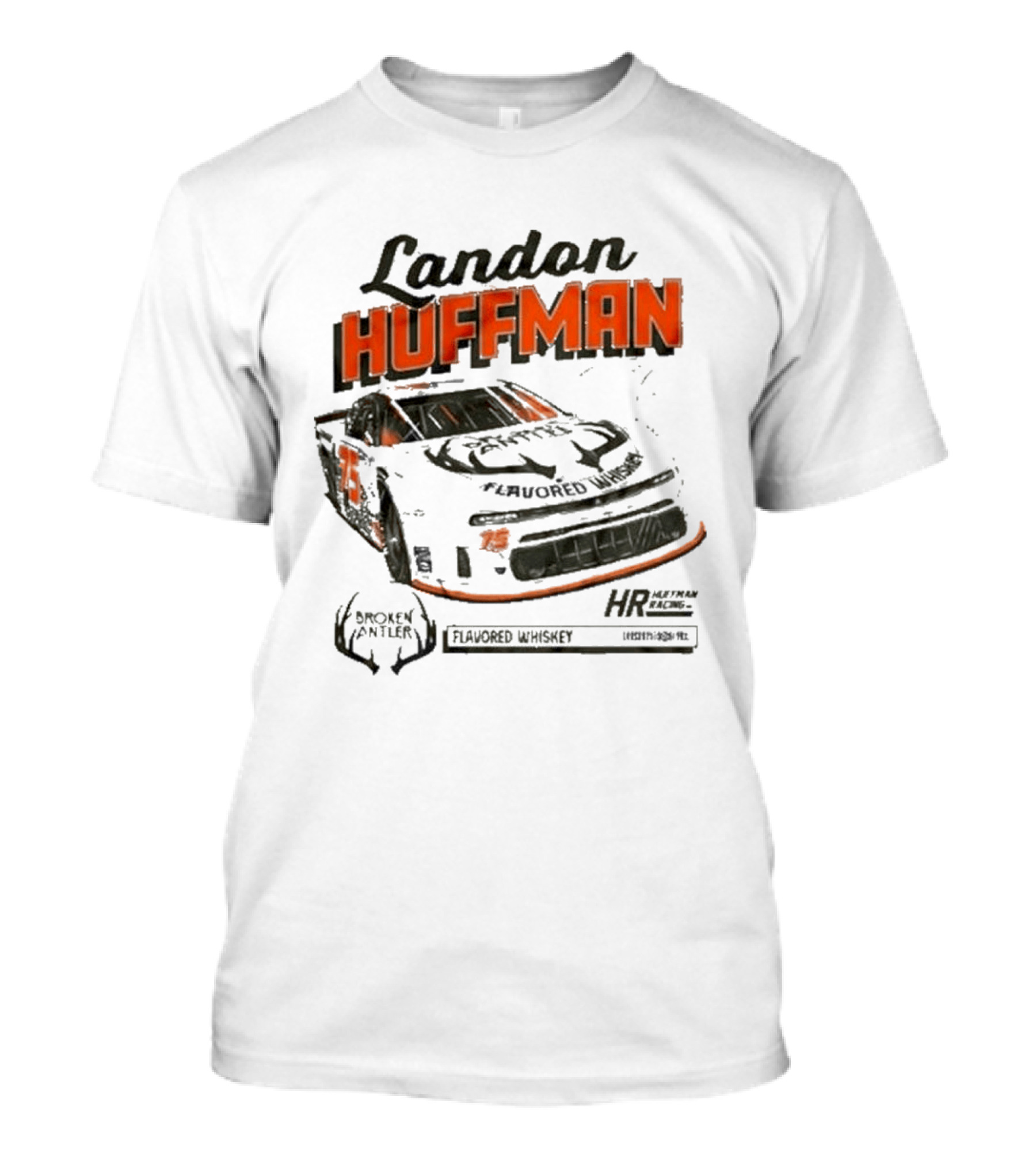 Landon Huffman 2026 Get Bucked Broken Antler Flavored Whiskey Racing Car T-Shirt
