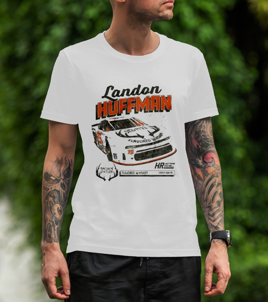Landon Huffman 2026 Get Bucked Broken Antler Flavored Whiskey Racing Car T-Shirt