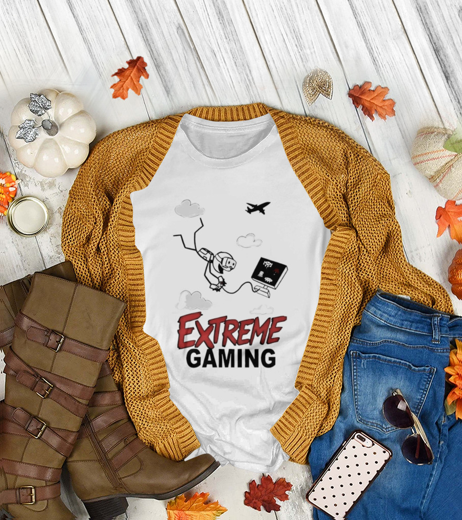 Boys Extreme Gaming Adventure Controller Clouds Plane T-Shirt