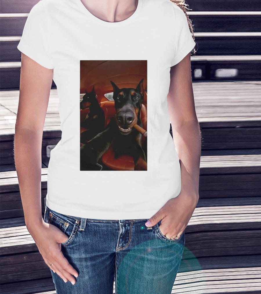Doberman Smoking Cigar In Car Selfie T-Shirt