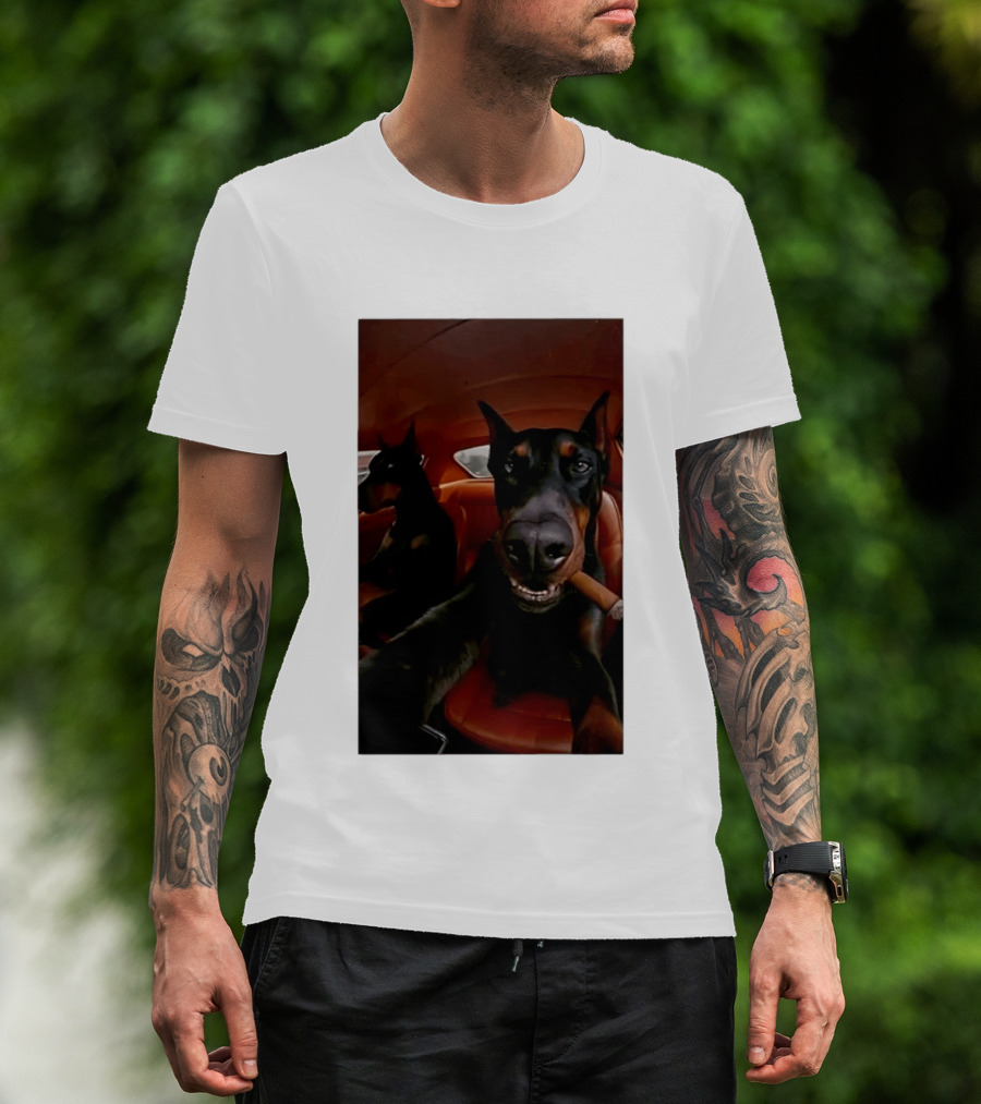 Doberman Smoking Cigar In Car Selfie T-Shirt