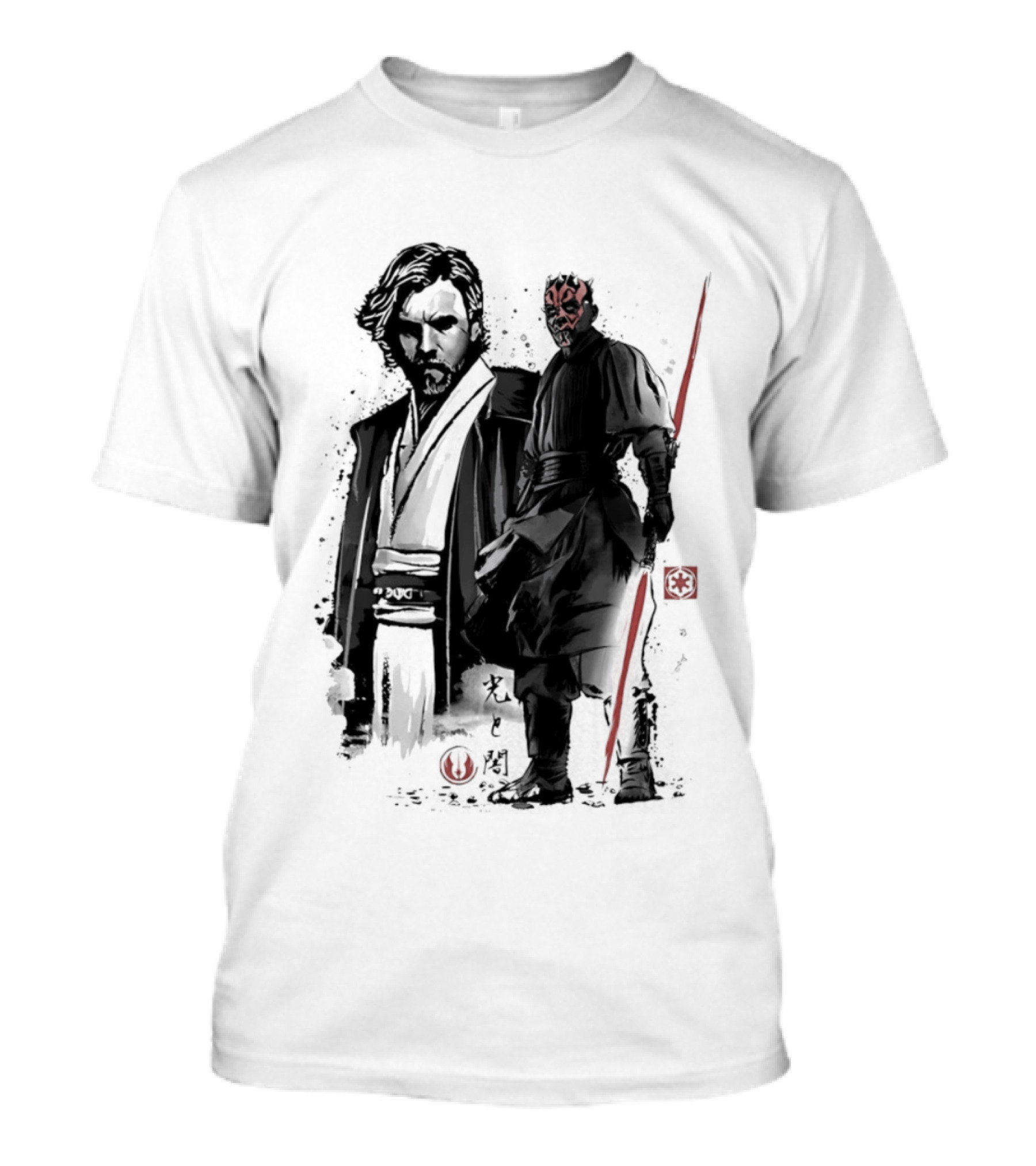 Fueled By Hatred And Revenge Obi Wan Kenobi Darth Maul Japanese Sumi E T-Shirt