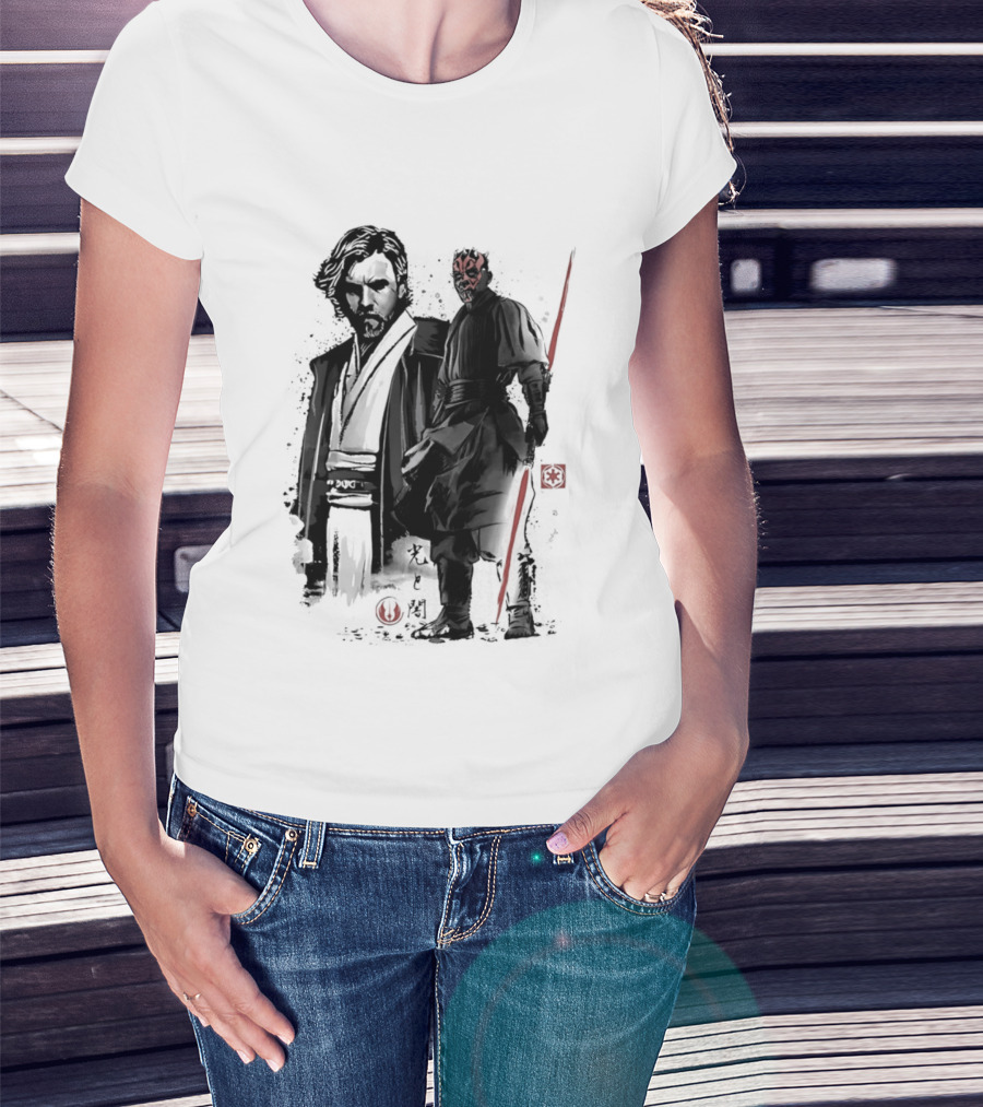 Fueled By Hatred And Revenge Obi Wan Kenobi Darth Maul Japanese Sumi E T-Shirt