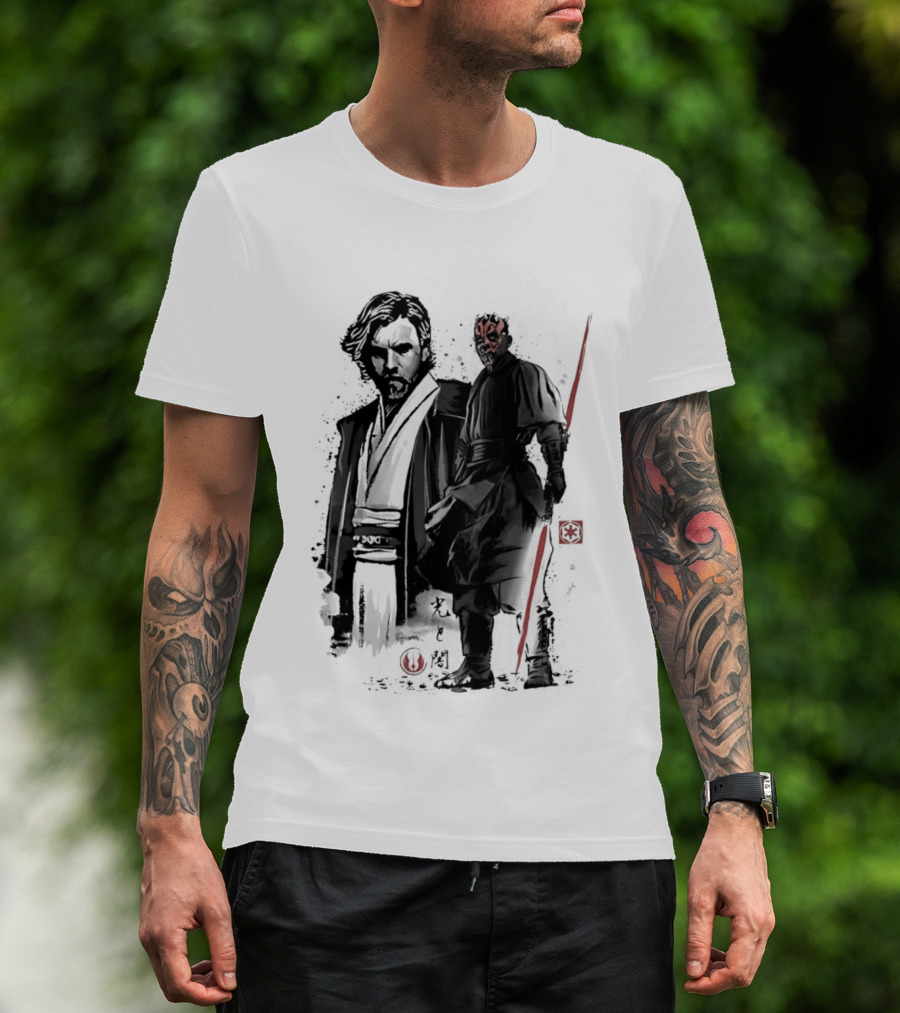 Fueled By Hatred And Revenge Obi Wan Kenobi Darth Maul Japanese Sumi E T-Shirt